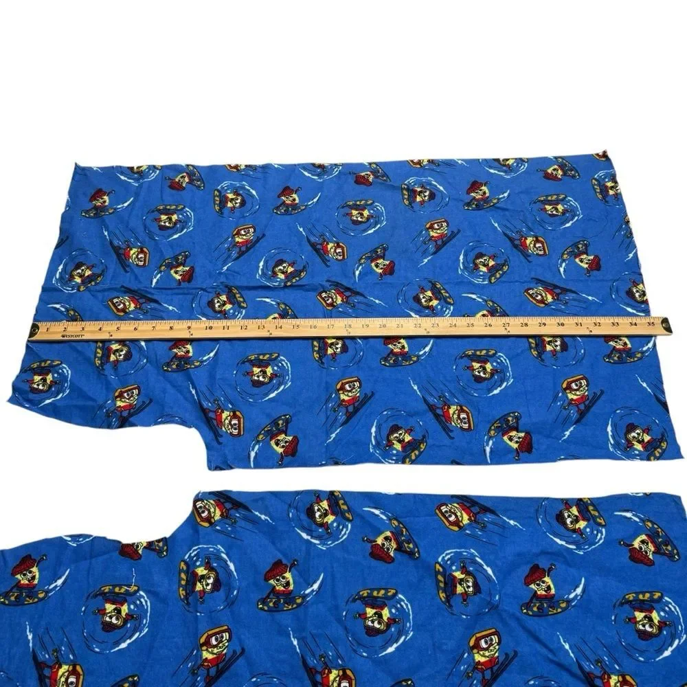 Vintage 2004 SpongeBob SquarePants Ski Snowboard Flannel Fabric Pieces Adorable
